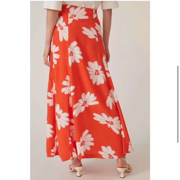 NEW Maeve Anthropologie Red Floral Midi Maxi Skirt with leg slits size 12 - Picture 4 of 5